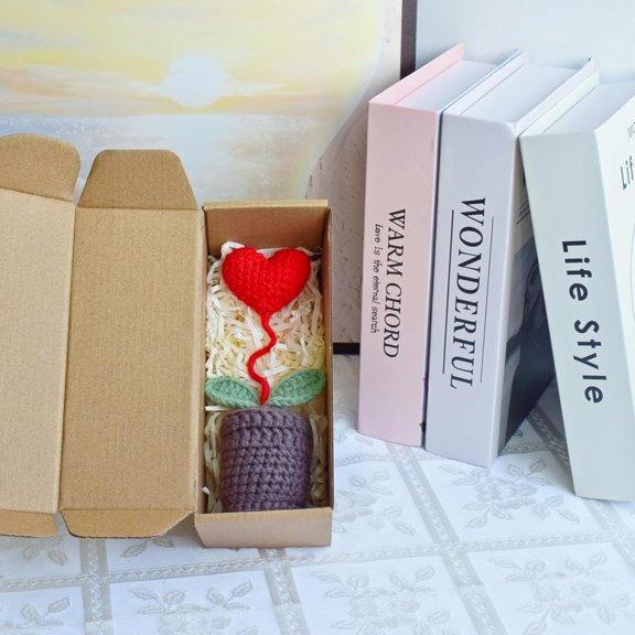 OTGFRF-Knitting Crochet Flowers Potted Plants,Gift for Birthday, Teachers Day, Graduation, Anniversary, Christmas, Valentines, Decor for Car Dashboard,Home Office Decoration