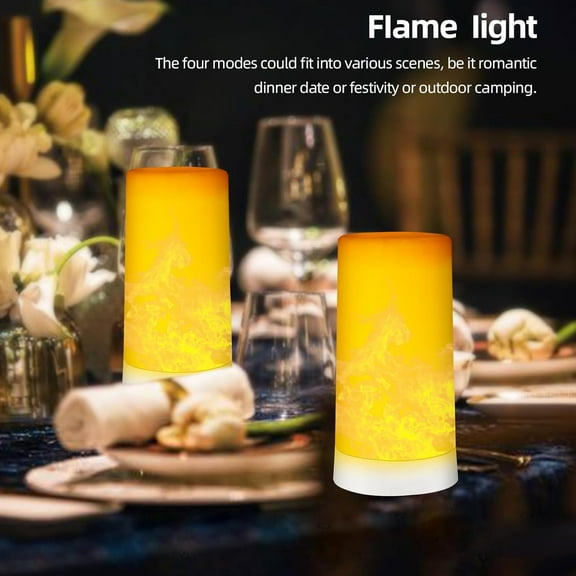 OTGFRF-LED Flame Effect Light, Flame Lamp 4 Modes USB Rechargeable Fire Lights with Remote & Timer, Indoor Campfire Outdoor Decorative Lantern Fireplace Romantic Light for Home Party Camping Bar 2 Pa