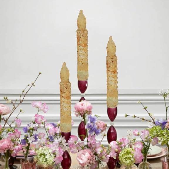 OTGFRF-LED Flameless Spiral Taper Candles with Remote, 6.5 Inches Khaki Candlesticks, Flickering Taper Candles, Battery Operated Flame Rustic Primitive Lights Decor, Vintage Candle Pack of 4