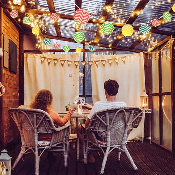 OTGFRF-Lantern String Lights, 9.84Ft Multicolor Nylon Hanging Lantern String Lights with 10 Lanterns Connectable Waterproof, Indoor Outdoor String Light for Bedroom Party Patio Bistro