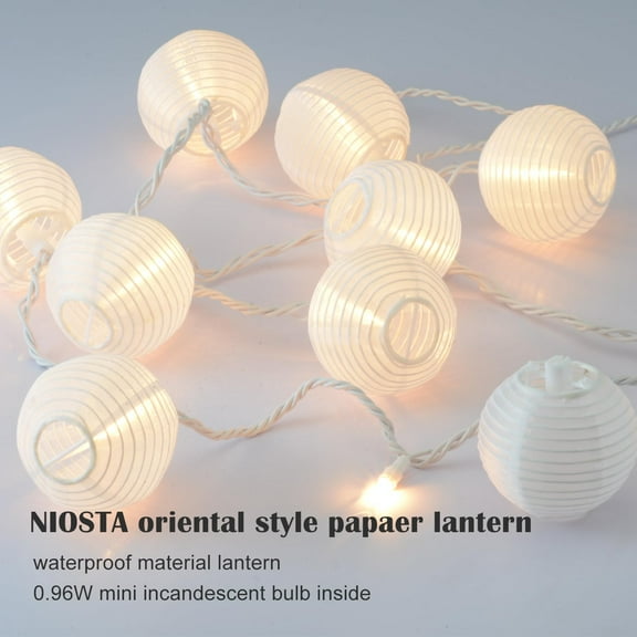 OTGFRF-Lantern String Lights,Plug in & Connectable Decorative Lights,for Indoor & Outdoor Ambience Decoration,White Paper Lantern