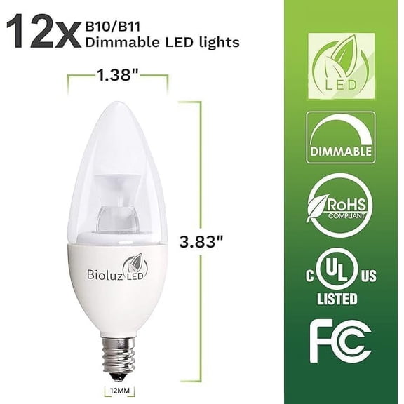 OTGFRF-Light Bulb 40 Watt Candelabra Bulbs 4.5W Dimmable Candelabra LED Bulbs C37 E12 Led Bulb,325 Lumens,120 Beam Angle 3000K Soft White LED Candle Light bulbs For Home Decor UL Listed Pack of 6