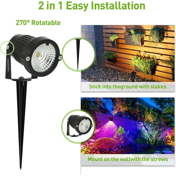 OTGFRF-Low Voltage Landscape Lights Color Changing RGB LED Landscape Lighting with Connectors Outdoor Waterproof Spotlight Remote Control for Garden Pathway Christmas Decorative Light5W DC12V 