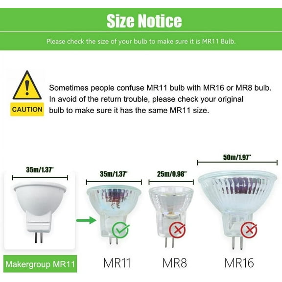 OTGFRF-MR11 Gu4.0 Bi-pin LED Light Bulb 3W 12VAC/DC Low Voltage LED Spotlights Warm White 2700K-3000K for Outdoor Landscape Lighting and Indoor Recessed/Track Lights 6pcs