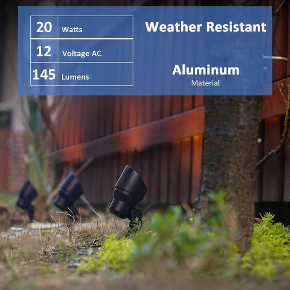 OTGFRF-Malibu Low Voltage Landscape Lighting 9604 - Malibu Landscaping Lights 20W 145 Lumens Halogen Outdoor Lights 2800K with Stake Connector Lights Outdoor Low Voltage Landscape (1 Pack)