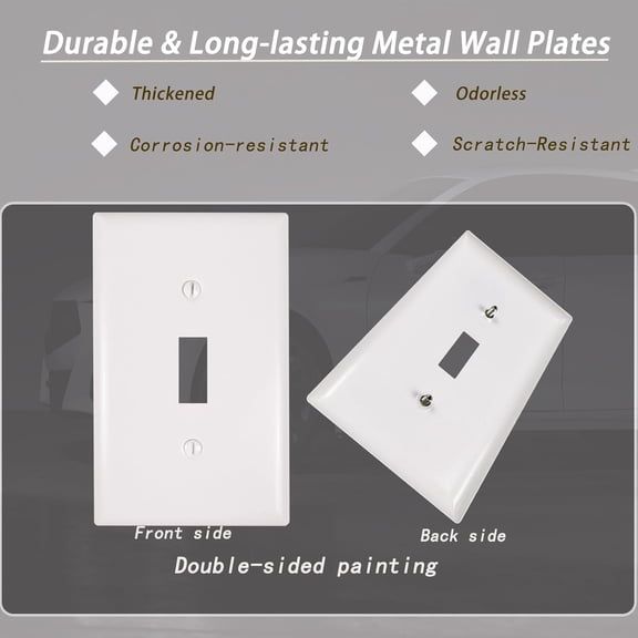 OTGFRF-Metal Electrical Outlet Covers, Light Switch Cover Wall Plates, Mid Size Thicker Switch Plates, Wall Plate of Various Styles for Indoor and Outdoor Light Almond (1 Gang Toggle 4 PK)