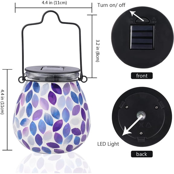 OTGFRF-Mosaic Solar Lantern Outdoor Hanging Waterproof, Purple Mosaic Light Indoor Decorative Table, Garden Decor for Yard Outside, Path, Courtyard, Lawn, Birthday Gift for Mom Women Gardening