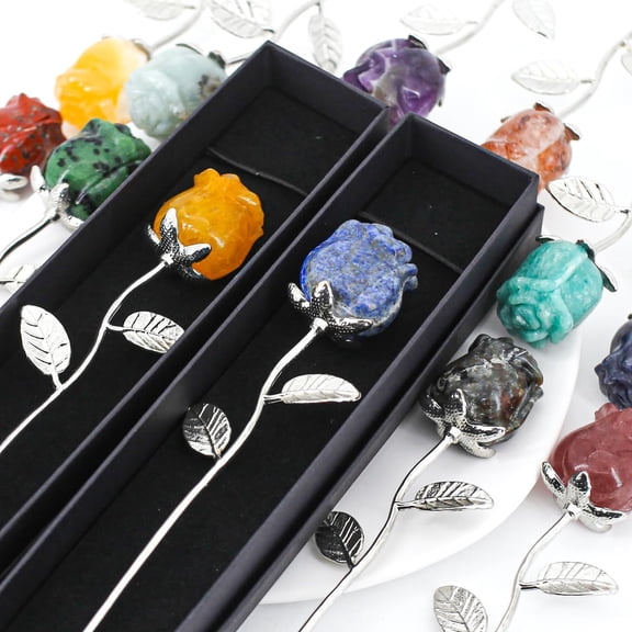 OTGFRF-Natural Strawberry Quartz Crystal Rose Flower Sculpture - Handcrafted for Home Decor, Healing Crystals & Energy Work, Valentine's Day Gift for Her/Him