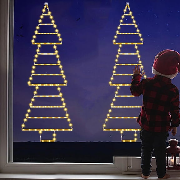 OTGFRF-Outdoor Christmas Decorations Lights 4.6FT LED Christmas Tree Lights, 175 LED Ladder Xmas Light Wall Window Hanging Light with 8 Modes&Memory Function for Home,Porch,Window,Wall Outdoor Indoor