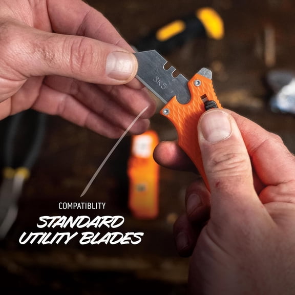OTGFRF-Outdoor Edge SlideWinder - Utility Knife Multitool with Standard Replaceable Razor Blade, Screwdrivers, Prybar, Bottle Opener and Pocket Clip with Locking Auto-Retracting Blade