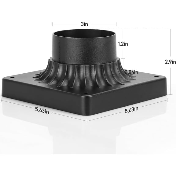 OTGFRF-Outdoor Post Light Mounting Base 2 Pack, Traditional Base Mount Cast Aluminum Pier Mount Base with Matte Black Finish, 5.6" W x 5.6" D x 2.9" H