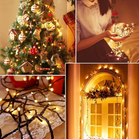 OTGFRF-Outdoor String Lights, Fairy Lights 33 FT 100 LED Waterproof Deco for Indoor Outdoor Backyard Tree Party Cafe Patio Home Room Festival Chirstmas (Transparent Wire-Multi Color (Warm White-Black