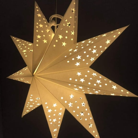 OTGFRF-Paper Star Lantern Lampshade 2PCS Star Light Cover Garland Lantern Pendant Xmas Tree Topper for Christmas New Year Birthday Wedding Home Party Dercor Indoor and Outdoor 17.7 Inch