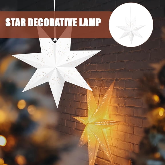 OTGFRF-Paper Star Lantern Lampshade Star Light Cover Garland Lantern Pendant Xmas Tree Topper for Christmas New Year Birthday Wedding Home Party Dercor Indoor and Outdoor 17.7 Inch