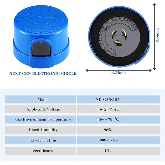 OTGFRF-Photocell Twist Lock 3pcs Photocell Sensor Auto On/Off Switch Blue Light Switch Lock Dusk to Dawn Light Control Sensor for Outdoor Lighting 120v to 277v