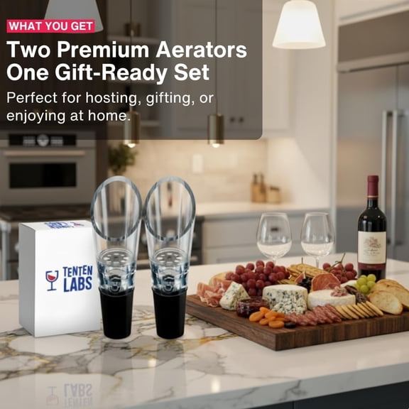 OTGFRF-Premium Wine Aerator Pourer Spout (2-Pack) Rich Bubbles for Improved Flavor & Aroma Wine Accessories for Wine Lovers with No-Drip Design Perfect Gifts for Women and Men Black