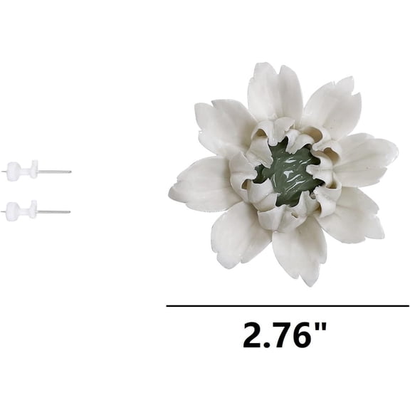 OTGFRF-Protea, 2.76" Ceramic Flower Wall Art Dcor, Artificial Flower Wall SculptureHandcrafted 3D Hanging Porcelain Flowers for HomeHallwayLiving Room (White)