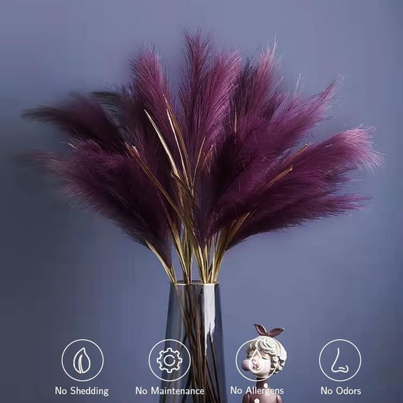 OTGFRF-Purple Pampas Grass Decor Tall-Faux PampasGrass Small 30"-5 Stems Dried Pampass Floral Purple Decor Flower-Artificial Small Pampas Filler Vase-Colored PampasGrass Floor Vase Decoration