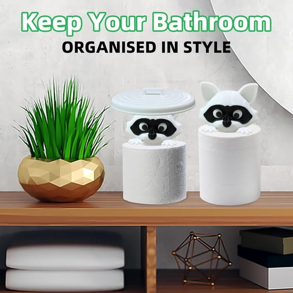 OTGFRF-Raccoon Toilet Roll Holder - Funny Toilet Paper Stand for Bathroom, 3D Printed Cute Raccoon Tissue Roll Organizer, Tissue Roll Storage Stand Bathroom Decor Gift Idea & Quirky Housewarming Gift