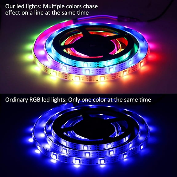OTGFRF-Rainbow Chasing USB LED Strip Lights 9.8ft, Color Changing 5050 RGB Strip Light with 17-Key Remote Control, Flexible LED Tape Lights for Bedroom, TV Backlights, Cabinet, Kitchen, Home Decorati