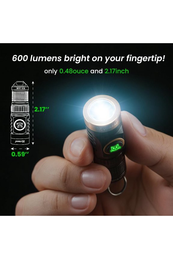 -Rechargeable Keychain Flashlight with Chain,600 High Lumens EDC Pocket Flashlights, Mini Flashlight with 6 Modes for Home Daily Use,Outdoor Emergency,Perfect Pocket Gift for Friends and Family
