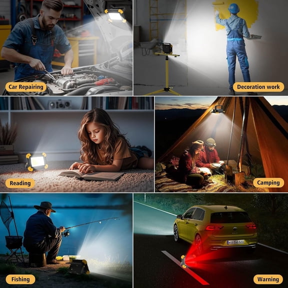 OTGFRF-Rechargeable Magnetic Work Light, 40W Portable LED Flood Light Battery Powered, Waterproof Work Lights Cordless Job Site Lighting 180 Rotate for Outdoor Camping Garage Mechanics, Gifts for Me