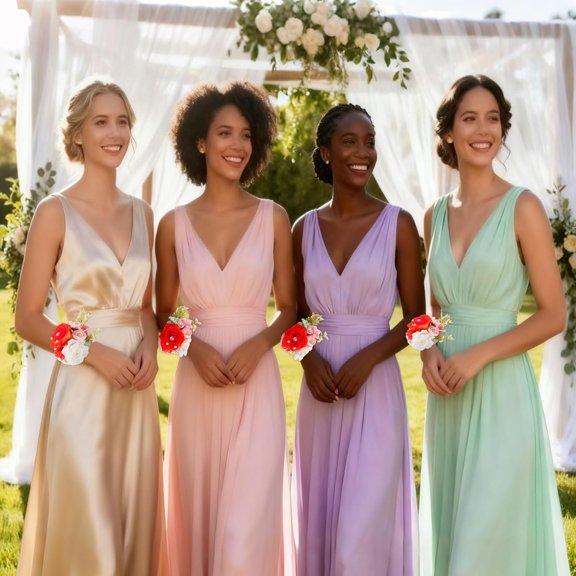 OTGFRF-Red White Rose Wrist Corsage, Pack of 2 PCS Wedding Bridal Wrist Flower Corsage Hand Flower Artificial Silk Rose Decor for Prom Party Wedding (Red-White, 2pcs).