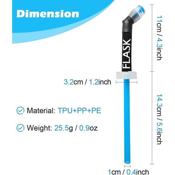 OTGFRF-Replacement Straw for Soft Flask Running Water Bottles for Hiking Cycling (Black)