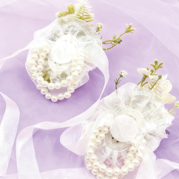 OTGFRF-Rose Wrist Corsage, Pack of 2 PCS Wedding Bridal Wrist Flower Corsage Hand Flower Artificial Silk Rose Decor for Prom Party Wedding (Red & Purple, 2pcs)