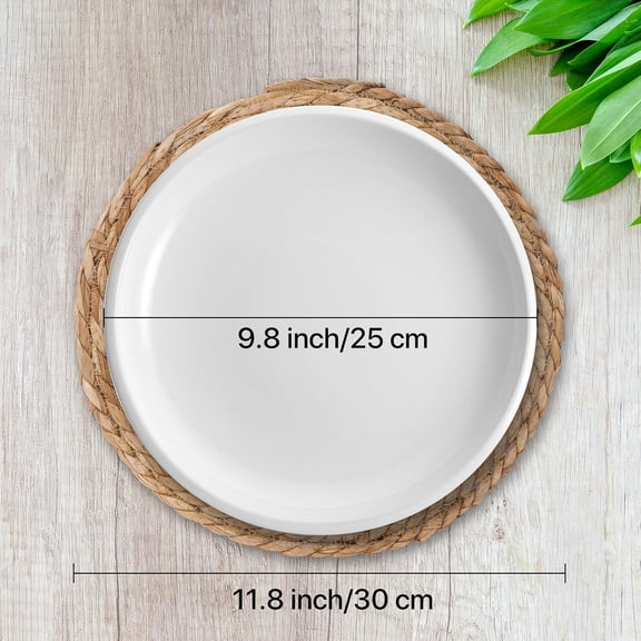 OTGFRF-Round Woven Placemats Set of 4, with 72 Inches Long Farmhouse Macrame Table Runner Burlap Cotton Linen Table Runners Chargers for Dinner Plates, Beige & Brown