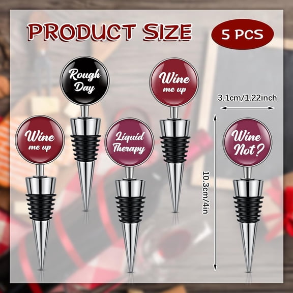 OTGFRF-Set of 5 Funny Wine Bottle Stopper Gifts Accessories for Women Men Beer Beverage Wine Outlet Cap with Funny Sayings for Gifts Bar Holiday Party Wedding(Classic Color)