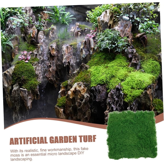 OTGFRF-Simulated Silk Moss Mat - Lifelike Artificial Moss Turf for Bonsai Decoration Fish Tank and Micro Landscape Design - 19.68X19.68X1.57 Inch Green Foam Carpet