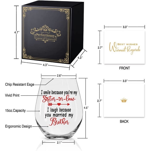 OTGFRF-Sister Funny Wine Glass with Gift Box, Sister in Law Gifts for Sister in Law Women Soul Sister Big Sister Little Sister Birthday Bride Bridal Shower Engagement Party Wedding Christmas