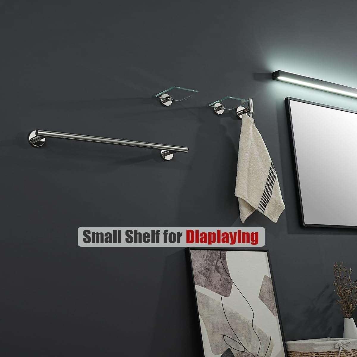 OTGFRF-Small Floating Glass Shelves Chrome, 4 Inch Display Ledges for ...