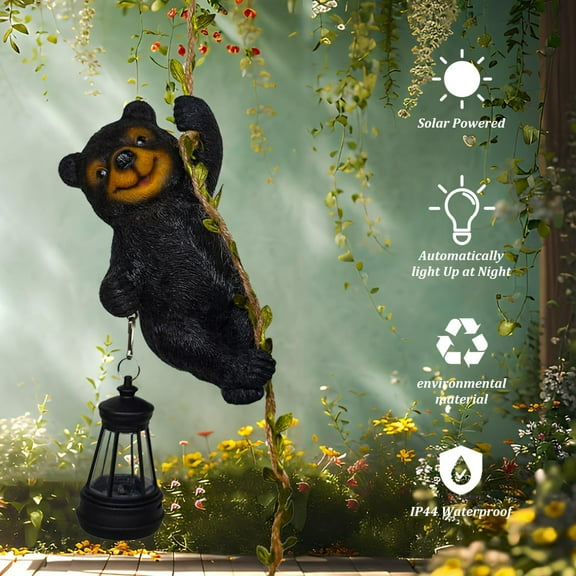 OTGFRF-Solar Bear Figurine Lights Tree Hugger Outdoor Garden Decor for Outside Yard Patio Porch Balcony Fall Home,Best Gifts for Garden Mom Grandma