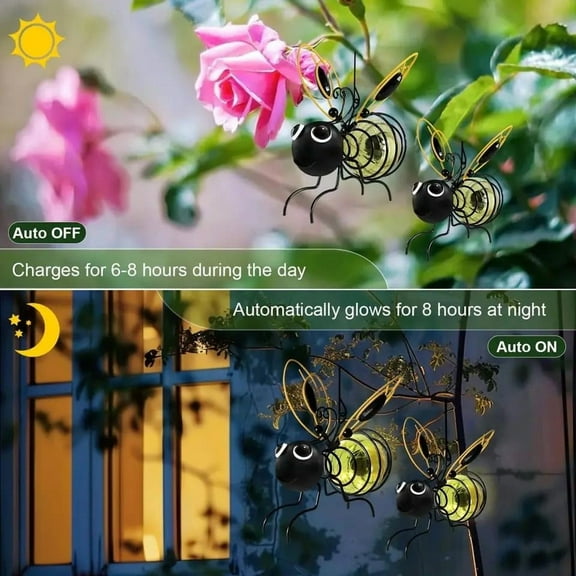 OTGFRF-Solar Bees Lights Outdoor, Hanging Bee Solar Garden Light,2025 New Solars Bees Simulation Lights, Waterproof Bumble Bees Solars Light for Party Festivals Garden Decor Birthday Gifts (3pcs)