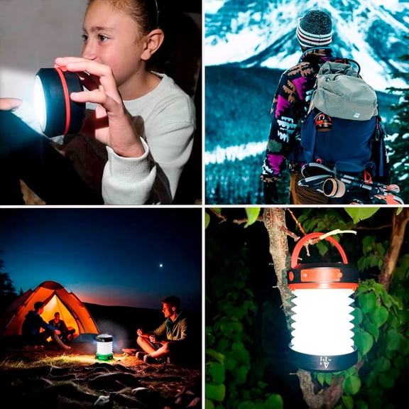 OTGFRF-Solar Camping Lantern - LED Lanterns for Power Outages, Camping Lights, Emergency Flashlight - Collapsible Lamp, Rechargeable W/ Solar or Plug
