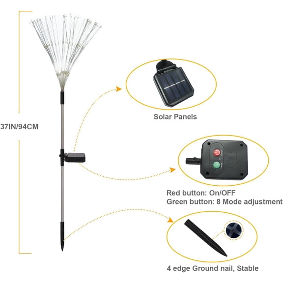 OTGFRF-Solar Fireworks Lights for Outside, 150LED 8 Modes Fireworks Solar Lights Outdoor, Fairy Garden Flowers Lights for Yard Pathway Wedding Party Christmas Diwali Garden Decor 4Pack (Warm White)