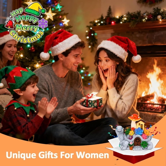 OTGFRF-Solar Garden Decor Turtle with Succulent and 7 LED Lights, Christmas Birthday Gifts for Women Mom Grandma Men, Outdoor Statues Tortoise Ornaments for Lawn Yard Patio Balcony