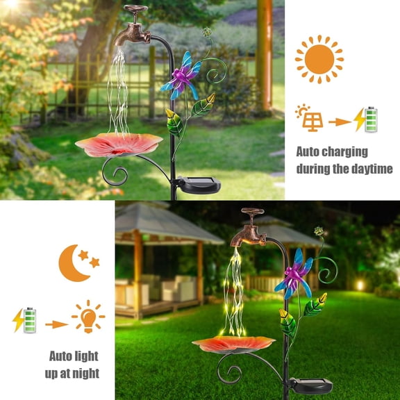 OTGFRF-Solar Garden Lights Outdoor Decorative - Dragonfly Solar Stake Faucet Shape Pathway Lights for Garden, Lawn, Patio, Yard Outdoor Decorative