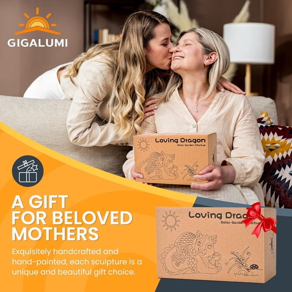 OTGFRF-Solar Garden Statues Dragon Statue Figurine Lights for Outside, Garden Decor Yard Decorations Outdoor for Mom, Women Housewarming Birthday Gifts