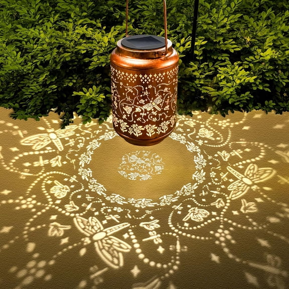 OTGFRF-Solar Lanterns Outdoor Dragonfly Metal Waterproof Garden Decor Christmas Birthday Gifts for Women Mom Grandma Decorative LED Hanging Solar Lights Outside for Yard, Patio,Backyard,Landscape