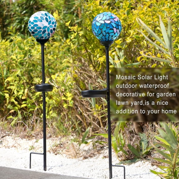 OTGFRF-Solar Lights Outdoor Decorative, Mosaic Solar Garden Light Waterpoof LED Pathway Stake Light for Landscape Lawn Patio Yard Decoration, 2 Pack