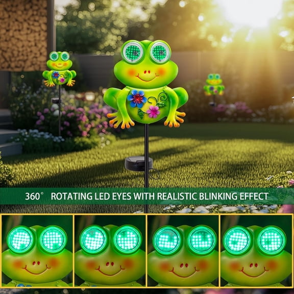 OTGFRF-Solar Lights Outdoor Frog Garden Statues with Realistic Eye Movement for Outside Patio Front Porch Yard Balcony Lawn Decorations