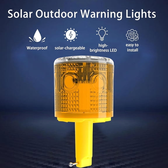 OTGFRF-Solar Strobe Warning Light: Flashing Super Bright 360 Degree, Automatically Turn On&Off, Traffic Light Emergency Strobe Lightfor Construction, Dock, Marine,Crane Tower, Factory (Yellow)