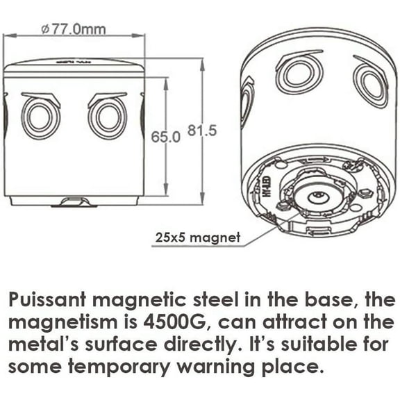 OTGFRF-Solar Strobe Warning Light, with Strong Magnetic Base High Bright LED Flashing 360 Wireless Control Automatically Turn On Waterproof IP65 for Construction, Traffic, Factory, Safety Sign (Red)