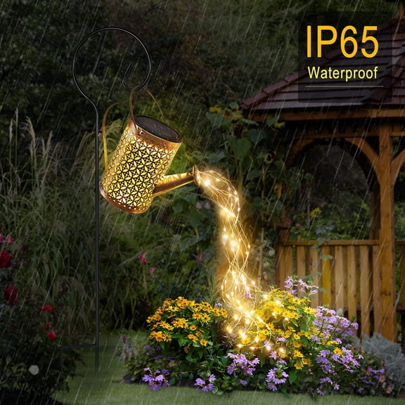 OTGFRF-Solar Watering Can Lights - Outdoor Garden Decor with Metal Hanging Solar Landscape Lights