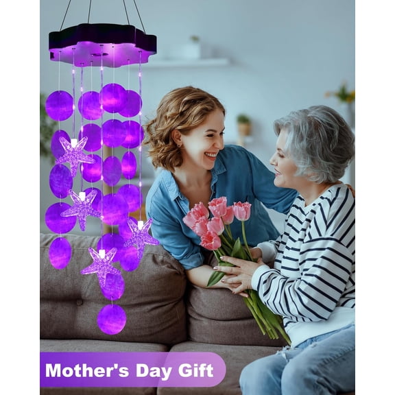 OTGFRF-Solar Wind Chimes for Outside, Shells Light Gifts for Mom Grandma Women Wife Girls, Waterproof Solar Outdoor Decorative Mobile Light for Holiday Garden Porch Yard Outdoor Decor (Purple)