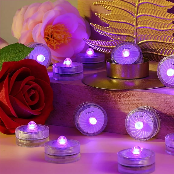 OTGFRF-Submersible Led Lights, Purple Waterproof Flameless Candle Tea Lights,100H Battery Powered Underwater Small LED Light for Vase Table Centerpieces Wedding Party Halloween Christmas Decor,12 Pac