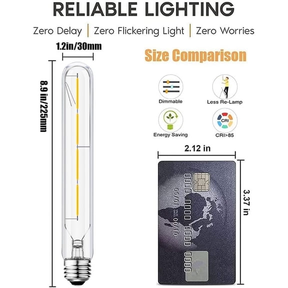 OTGFRF-T10 Led Bulb,8.9 Inch Long Tubular Led Light Bulbs, 40Watt Equivalent, 400lm, E26 4W led t10 Bulb,LED Filament Light Bulb,Dimmable Long Light Bulbs,Clear Glass,4 Pack. (Soft White-3000K)